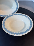 (C) Pair of Wedgwood Lavender on Cream Shell Edge Oval Vegetable Bowls