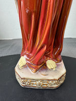 (A) Majolica Style Glazed Pottery Angel with Dove Figurine