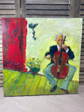 Cellist on Canvas Painting; Signed (Roland?)