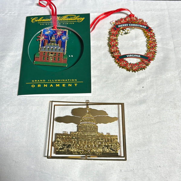 Trio Of Various Gold Plated Ornaments