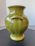 Green Crackled Olive Jar Style Glazed Ceramic Vase