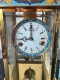 Chinese Cloisonné & Brass Ornate Vintage Clock with Key AS IS (READ DESCRIPTION CAREFULLY)