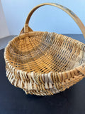 Natural Buttocks Basket with Hand Painted Floral Handle