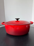 Le Creuset 5QT Cast Iron Enamel #29 Oval Dutch Oven in Cerise Red