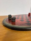 Wooden Oval Checker Board With Wooden Pieces - Can be Hung Up