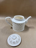 Hartley Greens Leeds Pottery Creamware Pierced Lace Teapot - With Box *** READ DESCRIPTION***