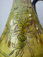 Italian Majolica Carved Vintage Pottery Jug and Vase AS IS (READ DESCRIPTION CAREFULLY)