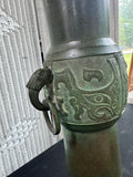 James Mont Style Patinaed Metal Urn Vintage Table Lamp (WORKS)