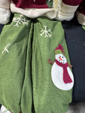 Pair of Folk Country Style Sitting Snowmen with Dangling Legs