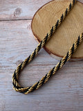 Black Cord & Gold Tone Twist Rope Necklace