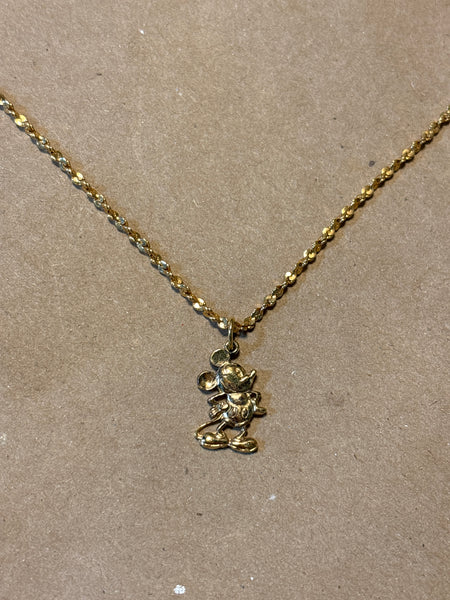 Sterling (Vermeil) Mickey Mouse Pendant & Gold Tone Chain