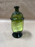 Hand Blown Green Glass Sugar Bowl