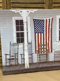 Front Porch with American Flag Print on Canvas