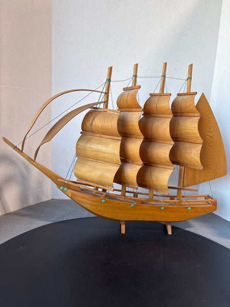 Handcrafted Wooden Sailboat - see description