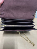 Coach Black Pebbled Leather Foldover Crossbody Bag with Gold Tone Chain Strap