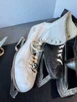 2 Pairs of Black & White Vintage Ice Skates