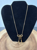 18K Gold Bow Necklace with Tassel Fringe (15.8g)