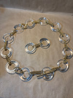 Lucite Rings Connected by Gold Chains Belt - Size Small