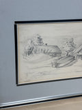 Sketch of Cottage/Boat ; Signed HLN