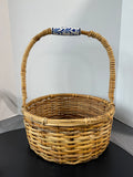 Hand Made Philippines Hand Basket with Ceramic Delft Handle