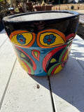 Colorful Glazed Pottery Planter, Mexico