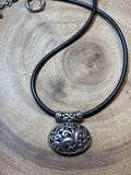Silver Pendant on Cord Necklace