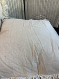 Pair of Bohemian Off White Knit Accented Throw Pillows with Fringe