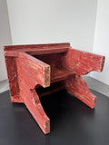 Brownish Red Crackle Painted Wooden Step Stool