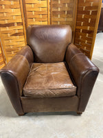 Leather Craft Chair and Ottoman