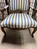 Ethan Allen Blue/White Striped Arm Chair