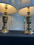 Pair of Large Vintage Brass 3-Way Table Lamps (WORKS)