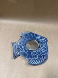 Blue Pottery Fish Wall Hanging Mirror