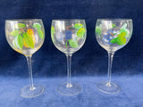 Trio of Painted Fruit Wine Glasses