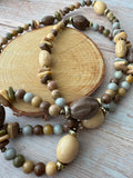 Shades of Brown Long Beaded Necklace
