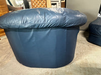 Blue Vinyl/Faux Leather Chair and Ottoman