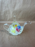 Clear Glass Floral Teapot Style Ring Holder - Joe St. Clair