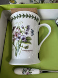 4-Piece Portmeirion Garden Botanic Sweet Pea Coffee Mug Set with Spoons in Box