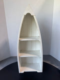 Wooden Boat Shaped 3-Tiered Shelf with Hand Painted Lighthouses