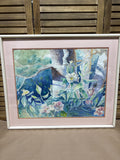 Birch Trees & Flowers Watercolor by Local Artist, Ginger Olansen; Signed (AS IS)