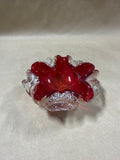 Murano Style Red Floral Art Bowl Ash Tray