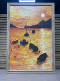 European Sunset Original Painting by Local Artist, Ginger Olensen; Signed
