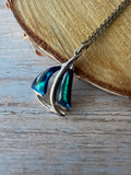 Abalone & Silver Tone Sailboat Necklace