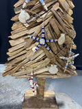 Driftwood Look 4FT Wooden Beachs Christmas Tree with Seashell & Starfish Garland