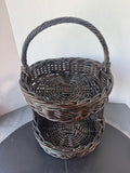 2-Tier Dark Brown Woven Basket Stand