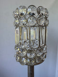 Crystal Beaded Silver Tone Pedestal Candle Holder & Lamp