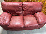 Natuzzi Leather Love Seat, deep red tone