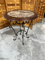 Round Side Table with Metal Base