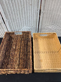 Pair of Rectangular Woven Basket Trays