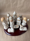 11 Piece Ceramic Nativity Set With Wood Base