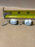 Earrings with White Marble-Like Bead